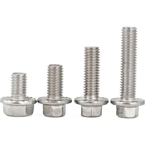 10pcs M8x16mm, 20mm, 25mm, 30mm, 40mm six kinds of 304 stainless steel hexagon flange screws cover gasket head bolt fasteners