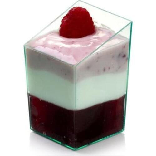 Promotion - Party Wedding Supplies, Disposable Plastic Tableware, 70*55mm/60ml Clear Mini Dessert Square Cut Cup, 10/Pack