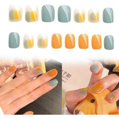 24Pcs Shiny False Nail Art Extension Stickers Full Cover Removable Manicure Tip