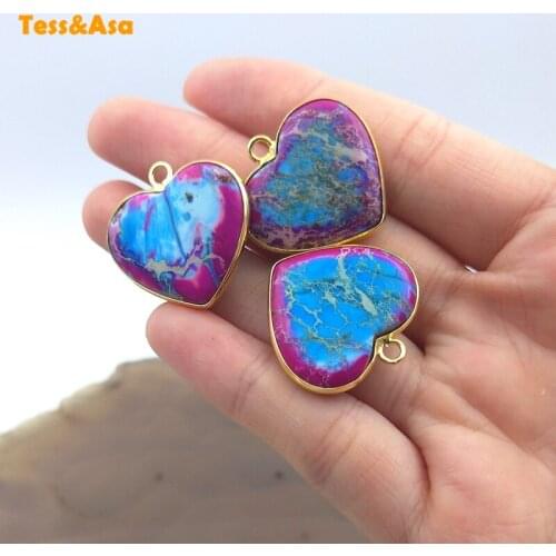 3pcs Natural Heart Shaped Stone Pendant Little Exquisite Blue Emperor Stone Charm Elegant Woman Jewelry Making Necklace DIY 20mm