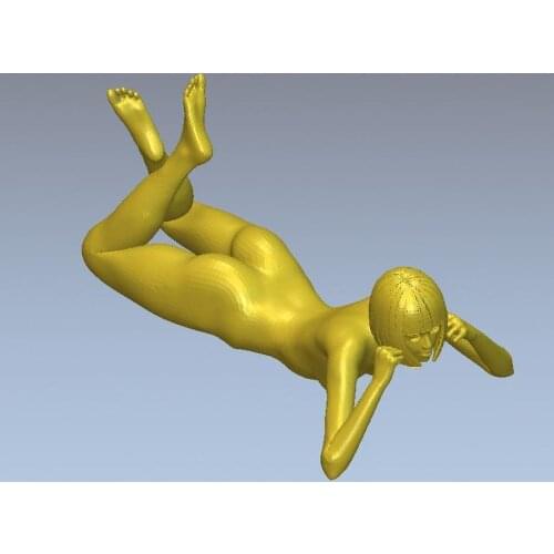 3d model relief for cnc or 3D printers in STL file format nude girl/women with headphones--10