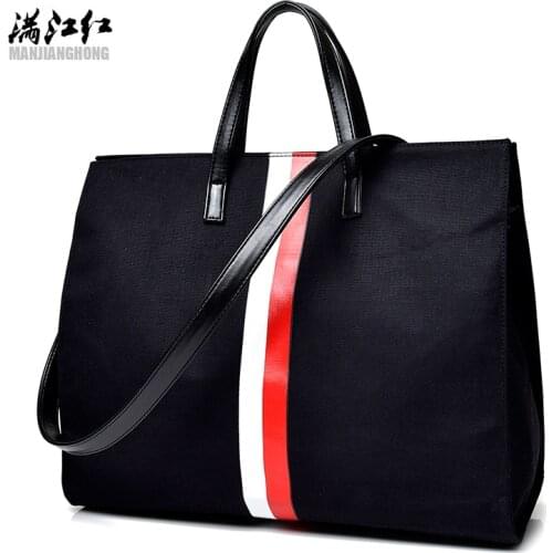 Brand Women Canvas Bag Tote Striped Fashion Ladies Handbags Women Shoulder Bag New Shopping Bag European Style Bag