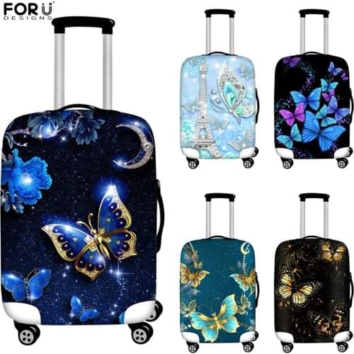 FORUDESIGNS Luggage Protective Covers Butterfly Animal Print Travel Accessories Baggag Elastic Trolley Trunk Dust Case Suitcase