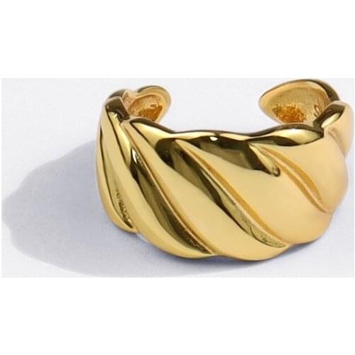 Retro Silver Plated Long Gold Color Womens Ring Wavy Fashion Jewelry Opening Antique Ring Street Daily Matching Jewelry