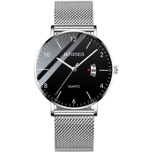 Mens Quartz Date Clock Men Wrist Watch Top Luxury Brand Men Full Stainless Steel Mesh Strap Business Watches relogio masculino