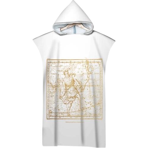 Astrology Horoscope Zodiac Pattern Outdoor Adult Hooded Beach Towel Poncho Bathrobe Towels Women Man Bathrobe AHT4