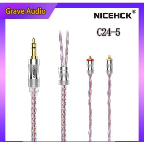 NiceHCK C24-5 24 Core Silver Plated Copper Pure Copper Headset Cable 3.5mm/2.5mm/4.4mm MMCX/NX7/QDC/0.78 2Pin for EBX21 YTAO