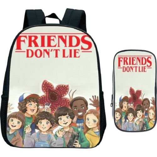 Beautiful Kids Stranger Things School Bag New Pattern Daily Primary Backpack Child Kindergarten Bookbag Gift(Rucksack+Pencil Bag