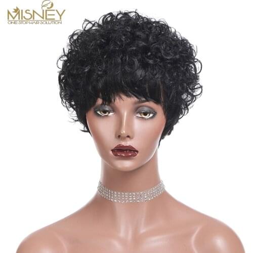 Curly Human Hair Wigs Short Bob Wig With Bangs For Black Women Kinky Curly Human Hair Wigs Remy Hair Brazilian Full Machine Wig