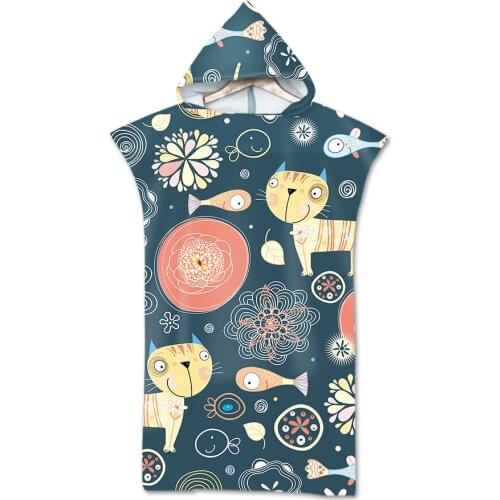 Cute Animals Summer Beach Towel Microfiber with Drawstring Backpack Bag Bath Towels Bikini Cover Up With Hat Soft