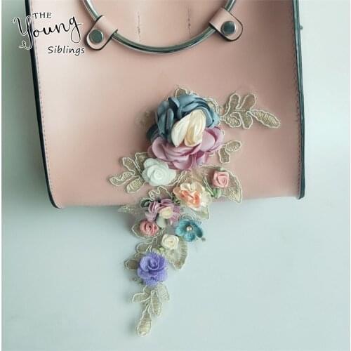 Hot sale 3D Flower Embroidery Lace Fabric Sewing Applique DIY bridal material trim neckline Collar wedding decor Accessories