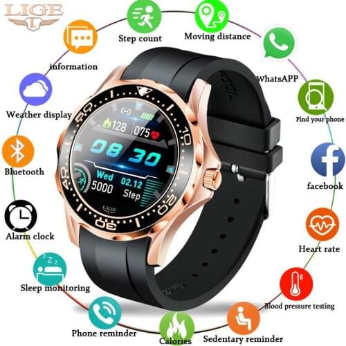 LIGE Smart Watch Men Smartwatch Heart Rate Monitor Blood Pressure Fitness tracker Sports Watch waterproof reloj inteligente +Box