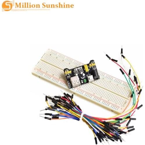 MB102 Breadboard power module+MB-102 830 points Solderless Prototype Bread board kit +65 Flexible jumper wires free shipping