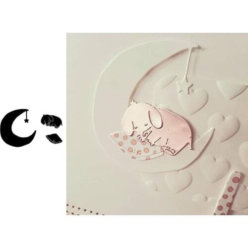 Elephant on the moon 2020 new metal cutting diescut die mold Scrapbooking card making paper craft knife mould punch diecut