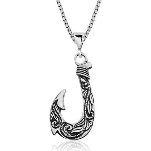 Real Silver 925 Jewelry Silver Hook Male Necklace