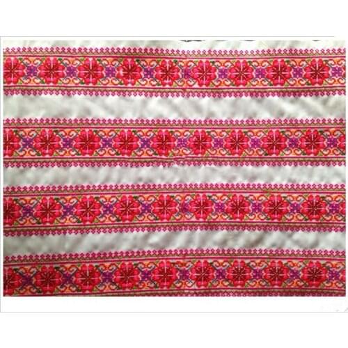 Miao stitch crochet cotton fabric lace sewing trim 7cm dress collar ribbon tape webbing ethnic tribal nepal thai india boho DIY