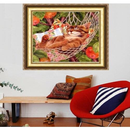 Diy Diamond Painting Sets Sleeping Cozy Diamond 40x30cm Square Drill Full Rhinestone Decorative Picture The Squirrel