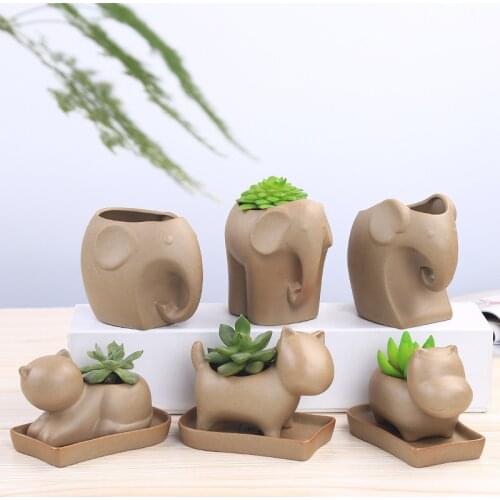 Creative Animal Cartoon Stoneware Plants Desktop Pot Ceramic Succulents Pots for Office Decor In Door Planter