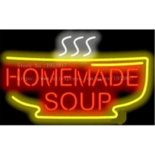 Homemade Soup Neon sign Real Glass Tube Bulbs Light Bar Beer Club Decoration Signboard drink Deli Shop Store 19"x15"