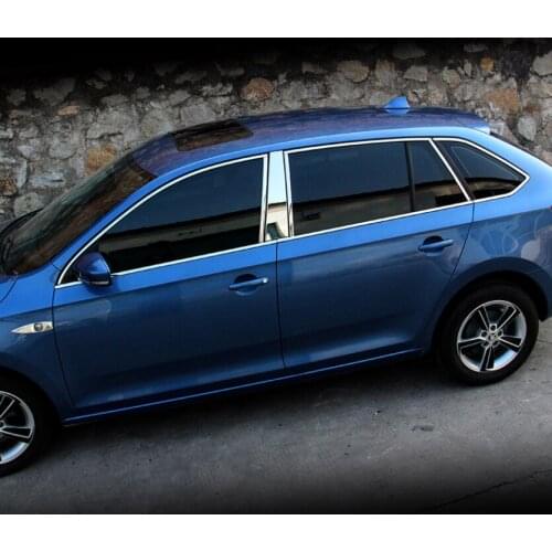 Stainless steel car window trims for skoda rapid spaceback 2013 2014 2015 2016 2017 2018