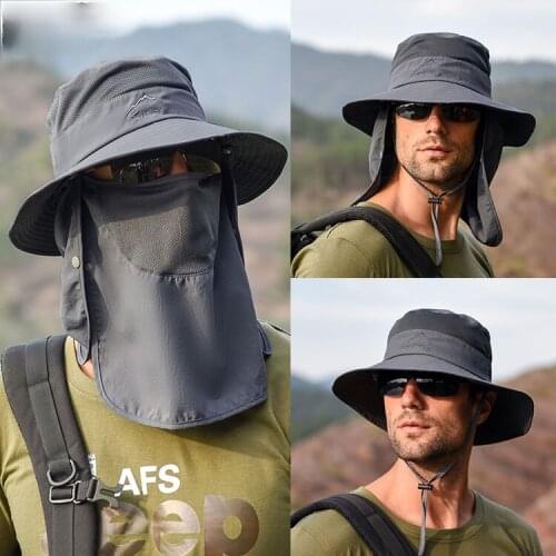 2021 New Men Fishing Hat Summer Outdoor Fishing Cap Uv Protection Adjustable Breathable Sun Shade Women Quick Dry Fishing Hat