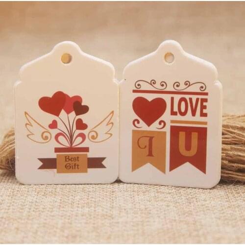 Feiluan new arrival big scallop shape heart deisgn wedding tag label full color print gifts/candys/cookies label tag50with50rope