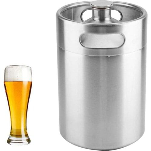 2L/3.6L/5L Beer Barrel Mini Keg Style Growler Stainless Steel Beer Supplies Holds Beer Double Handles for Home Camping Picnic