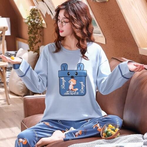 2Pcs Sleep tops Pants Pyjamas Set Cotton Womens pajamas korean Style Sleepwear pijama feminino pyjama femme pantalon pour 2021