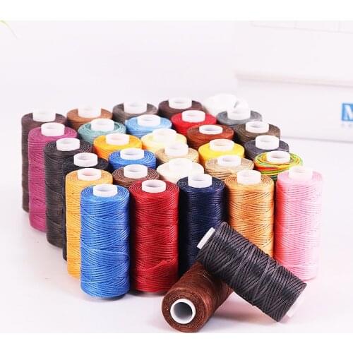 50M 150D 0.8Mm Flat Waxed Sewing Line Thickness Waxed Thread For Leather Waxed Cord For Leather Craft Hand Stitching Thread