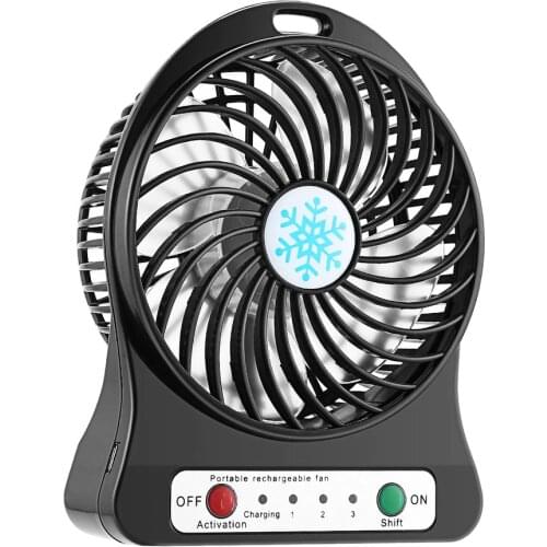 Portable Rechargeable LED Fan Air Cooler Mini Operated Desk USB Charging 3 Mode Speed Regulation LED Lighting Function