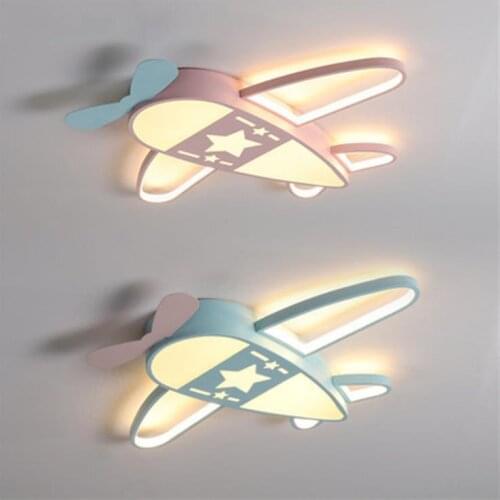 Modern LED Airplane Ceiling Light with Remote Dimmable Aircraft Chandlier Pink Lighting for Kids Boys Bedroom Childrens Room