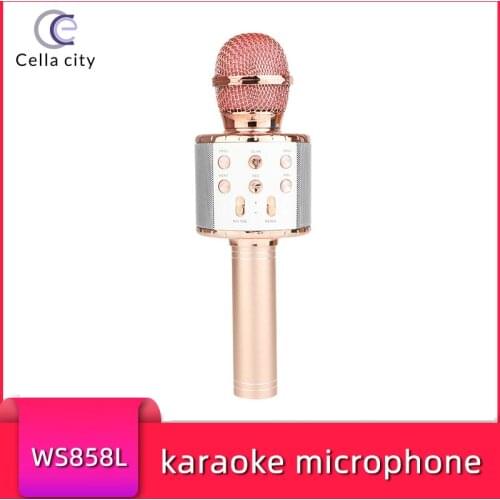 CELLA CITY LED Flashing Wireless Condenser Microphone 858L Comes With Audio Mobile Phone K Song Equipment Bluetooth Live Mic