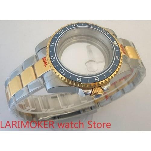 Transparent back 40mm sapphire glass case with 904L stainless steel bracelet with ETA NH36 MH35 case bezel Drak blue