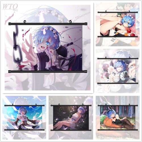 Re Zero Kara Hajimeru Isekai Seikatsu Echidna Emilia Felt Canvas Painting Anime Posters Wall Decor Wall Art Picture Home Decor