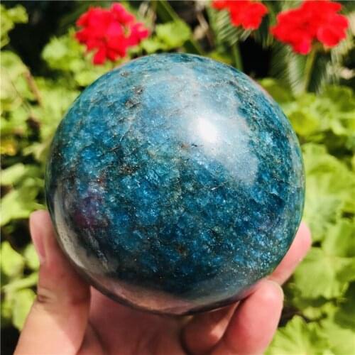 80-85mm Natural Blue Apatite Ball Sphere Quartz Crystal Mineral Healing