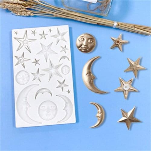 Moon Star Silicone Mold Chocolate Fondant Molds Sun Face Sugarcraft Fondant Mould Cake Baking Cookies Tool Kitchen Accessories