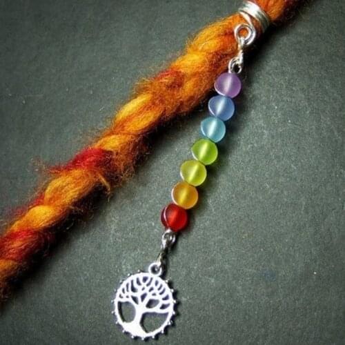 Dread Jewelry CHAKRA Pendant Beads Rainbow dread bead silver-gold-colored dreadlocks Jewelry Dreads Metal Dread Spiral