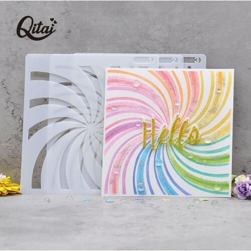 QITAI 3PCS/SET Sun Shining Stripes Background Layering Stencil For Scrapbooking Decorative Embossing DIY Paper Card Cutting Dies