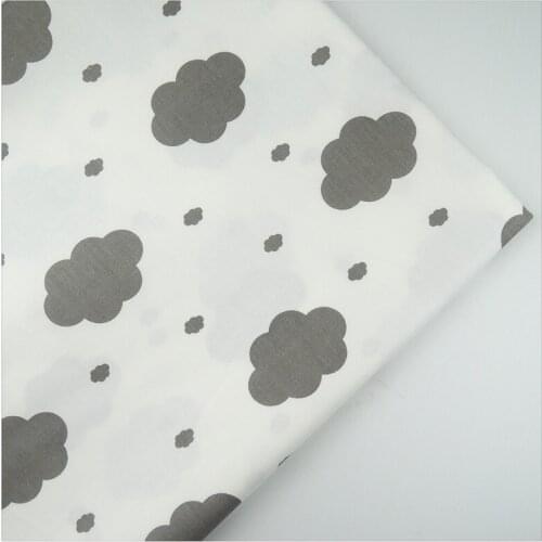 Syunss,100%Cotton Twill Fabric White Back Gray Clouds Printed Patchwork DIY Handmade Curtain Textile Material Sewing Baby Tissue