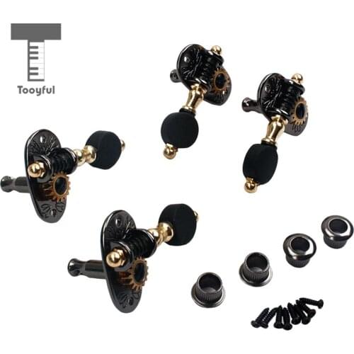 Tooyful 2R2L Ukulele String Tuning Peg Machine Heads Tuner for Cigar Box Guitar Part