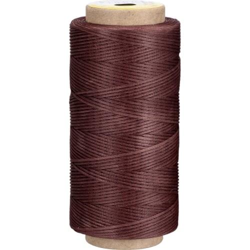 Uxcell Leather Sewing Thread 186 Yards 210D/1mm Polyester Waxed Cord for Manual Sewing, Seal Brown