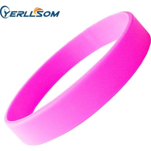 YERLLSOM 50pcs/Lot Free Shipping high quality Hot Pink Solid Color Silicone Wristbands with custom logo S032605