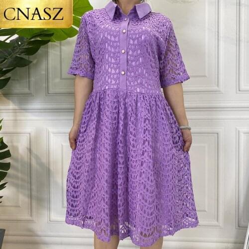 Women Dresses New Arrivals 2021 Spring long sleeved Lace dress Elegant Slim Hollow out Vintage Plus Size dress