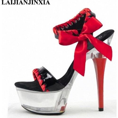 New 15cm Ultra High Heels Clear Platform Sandals Sexy Women Night Club Dress Dancing Shoes Pole Dance Shoes