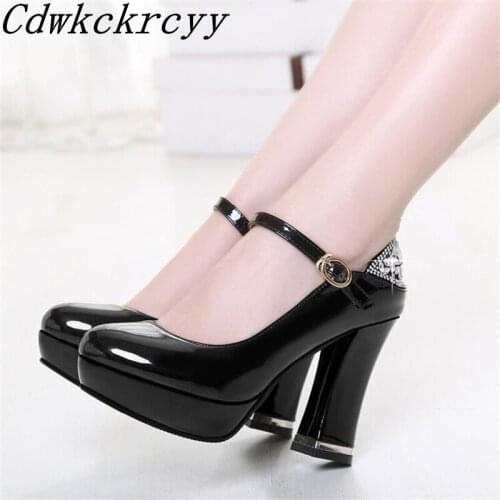 Spring and Autumn New pattern fashion Round head High-heeled Women Shoes black gules blue Sweet Sequins Women Shoes size 34-45