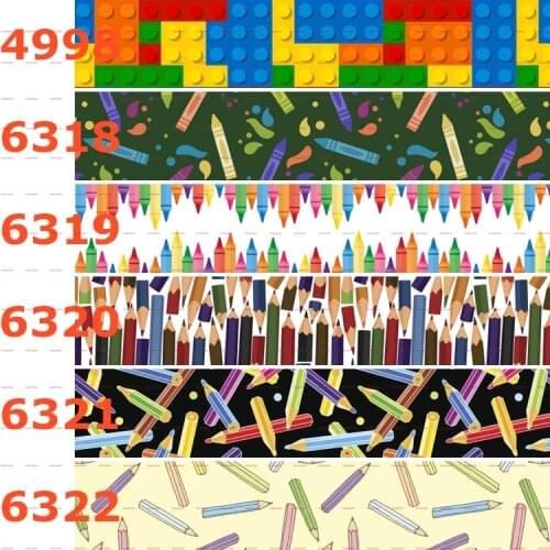 10yards -different sizes -School Stationery pattern ribbon printed Grosgrain ribbon
