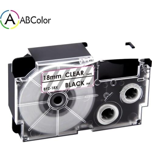 18mm XR-18X Labels For CASIO XR-18X Label Tape Cassette Cartridge Black on Clear For CASIO KL-130 KL-120 KL-430 Label Maker