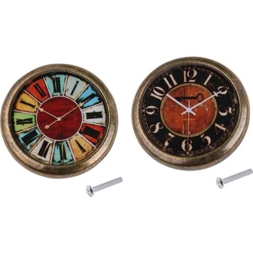 2 Pieces Vintage Clock Cabinet Door Drawer Pull Handles Closet Knob 35mm