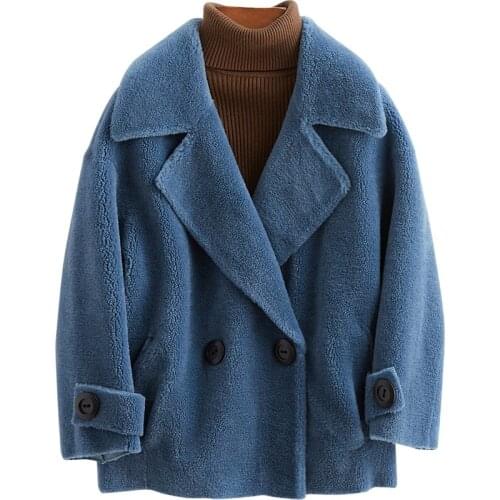 2020 New 2019 Sheep Shearing Overcoat Woman Suit Lead Reunite With Coat One Leather And Fur Loose Coat