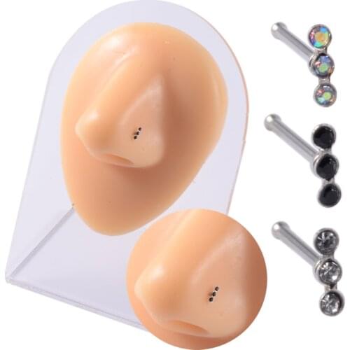 3pcs Zircon Nose Bone Ring Cz Gem Straight Nose Stud Crystal Ear Lobe Piercing Tragus Earrings Piercing Jewelry